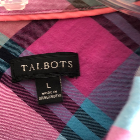Casual Talbots ladies size L cotton plaid top - Picture 2 of 4